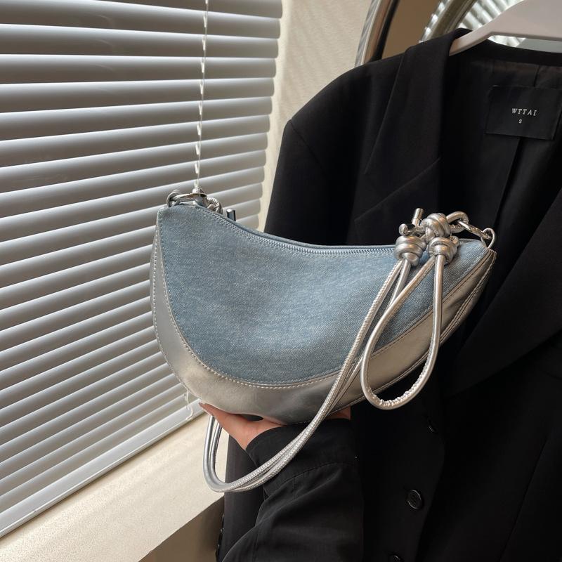 

Autumn silver bag new solid color saddle bag women s messenger bag croissant bag fashion shoulder messenger bag 30*7*17