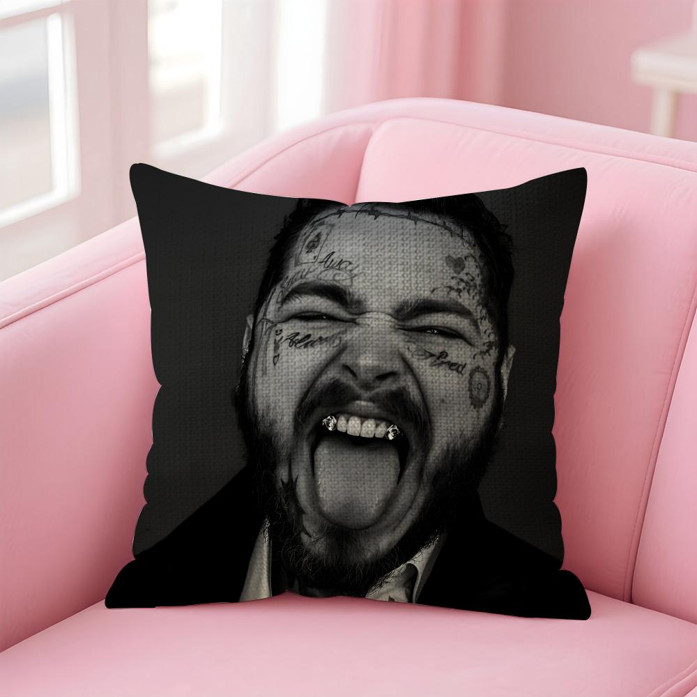 PPost MalonEe Rapper Cushion Cover Natural Linen Pillow Case DoubleSided Print Decorative Sofa Pillowcase Home Decor Gift