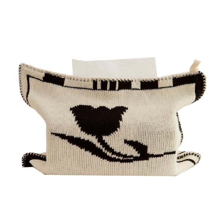 Tissue Storage Bag Knitted Tissue Bag with Heart Pattern for Home Office Table