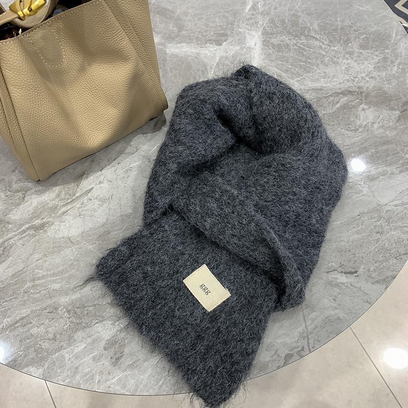 Wind containing wool purple scarf girls autumn and winter white wool warm thickened student scarf