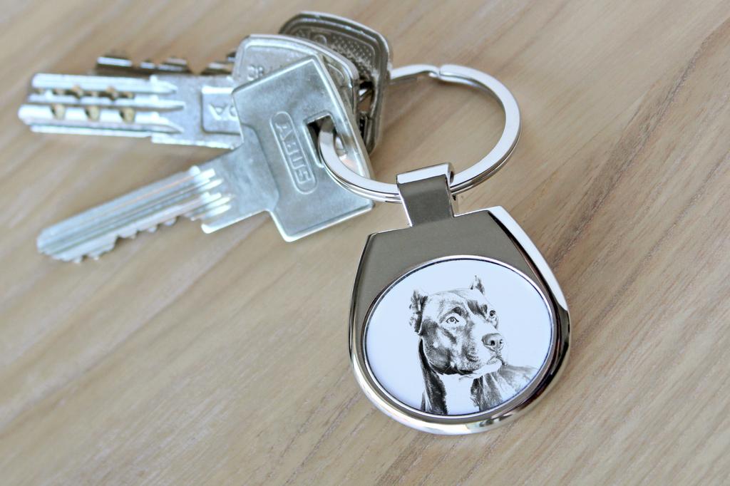 Pit Bull, Americký pitbulteriér, Pitbull teriér, APBT - klíčenka s pejskem, klíčenka s potiskem, personalizovaný přívěsek od značky Art-Dog