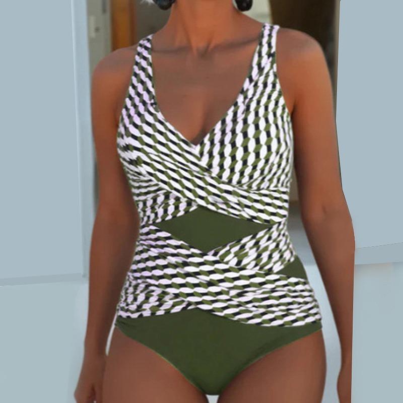 Women's Swimsuit Sleeveless Summer Casual Striped One-piece Sexy European and American Swimsuit