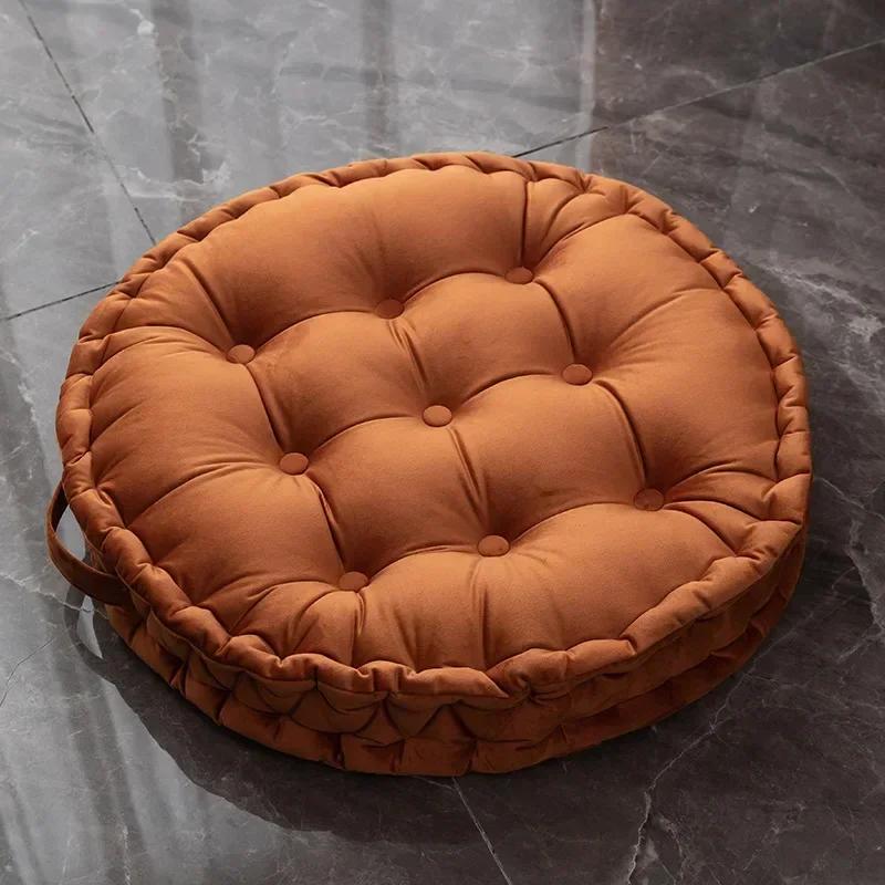 60x60cm Nordic Plain Velvet Tatami Round Cushion Pillow Thickened Winter Sofa Back Cushion Floor Meditation Cushion Futon Round
