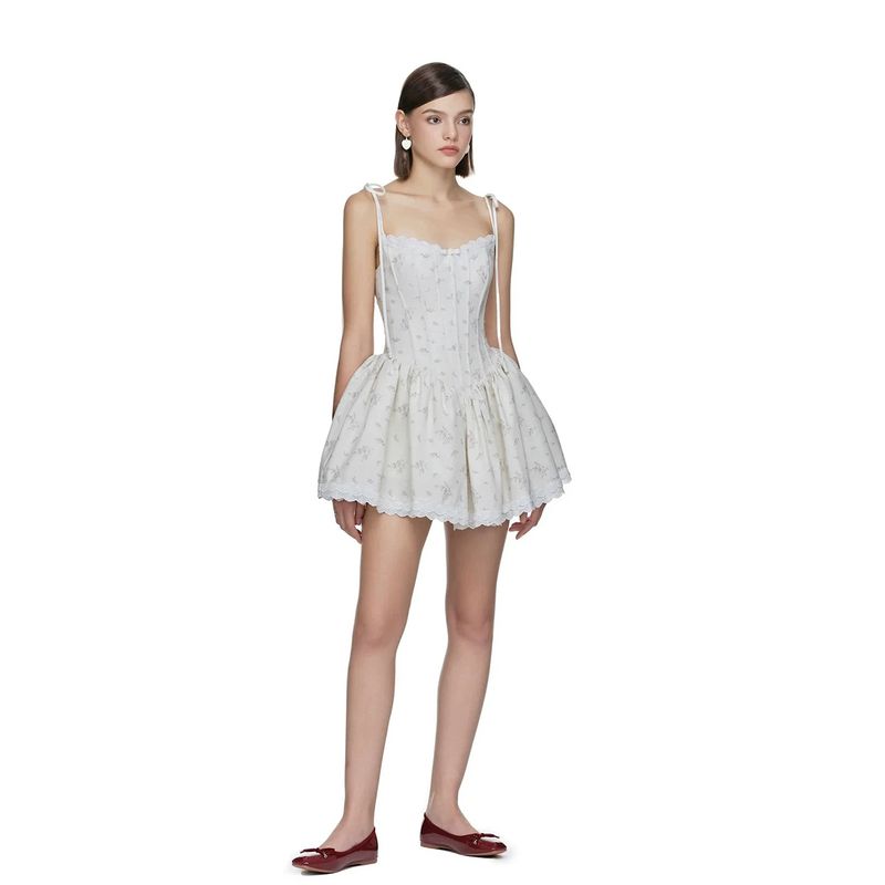 Xingman Galaxy Vietnam Niche French style Holiday Atmosphere Sweet Floral Lace Edge Strap Sling Dress