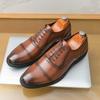 Britain Fashion Pointed Brown Black Lace Up Oxford Brogues Shoes For Men Homecoming Formal Wedding Dress Footwear Zapatos Hombre