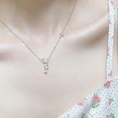 Glazed Butterfly Necklace, Women's Light Luxury Temperament, Small Fresh Fringed Zircon Pendant, Stainless Steel Collarbone Chain