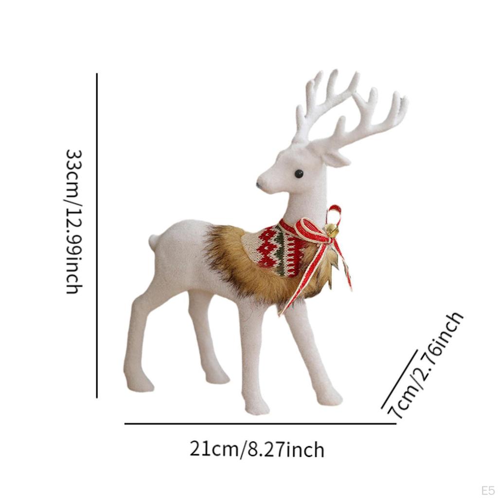 Christmas Deer Sculpture,Christmas Elk Statue ,Gift Figurine White for