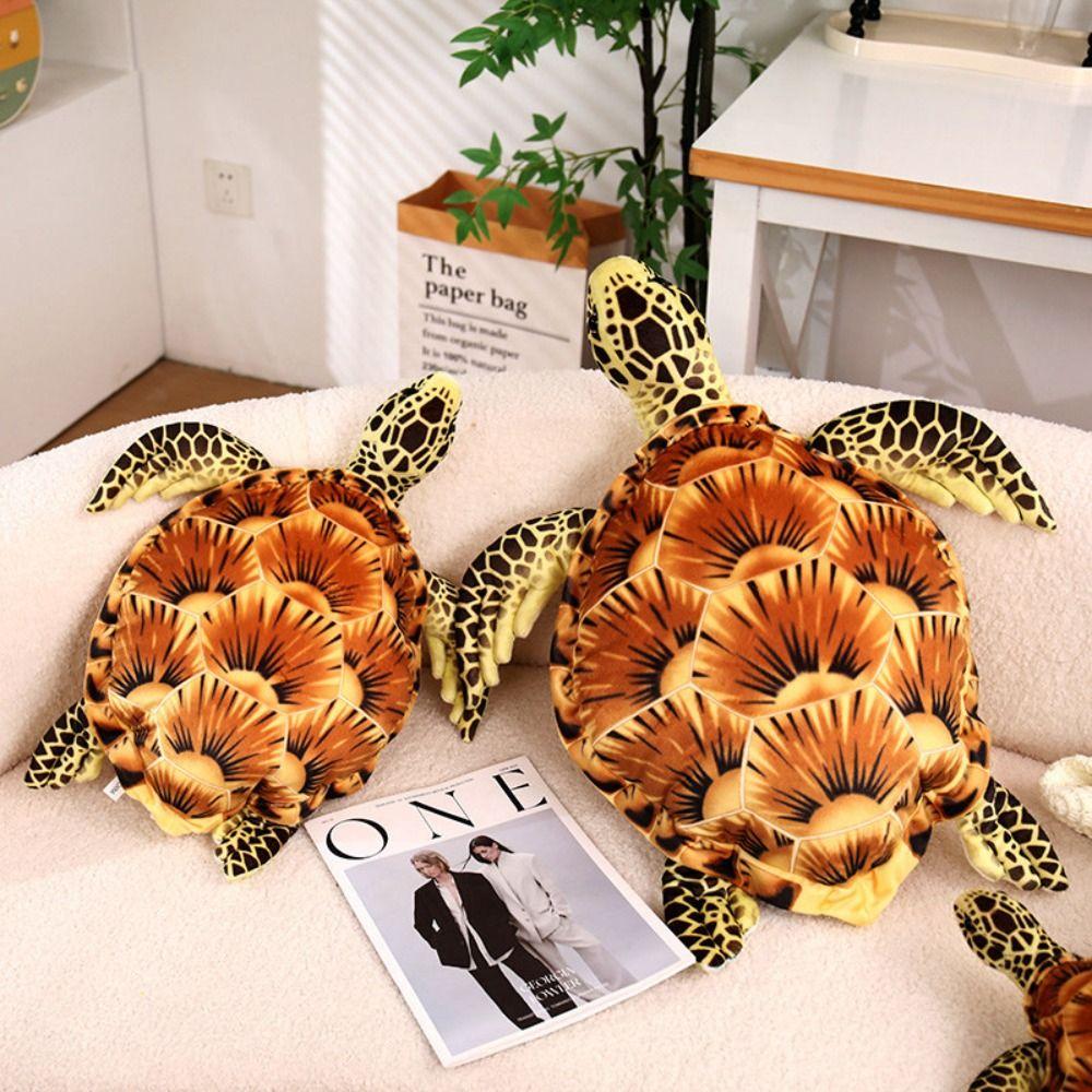 Cute Design Simulated Turtle Hug Pillow Soft Material Prone Cartoon Animals Desktop Decor