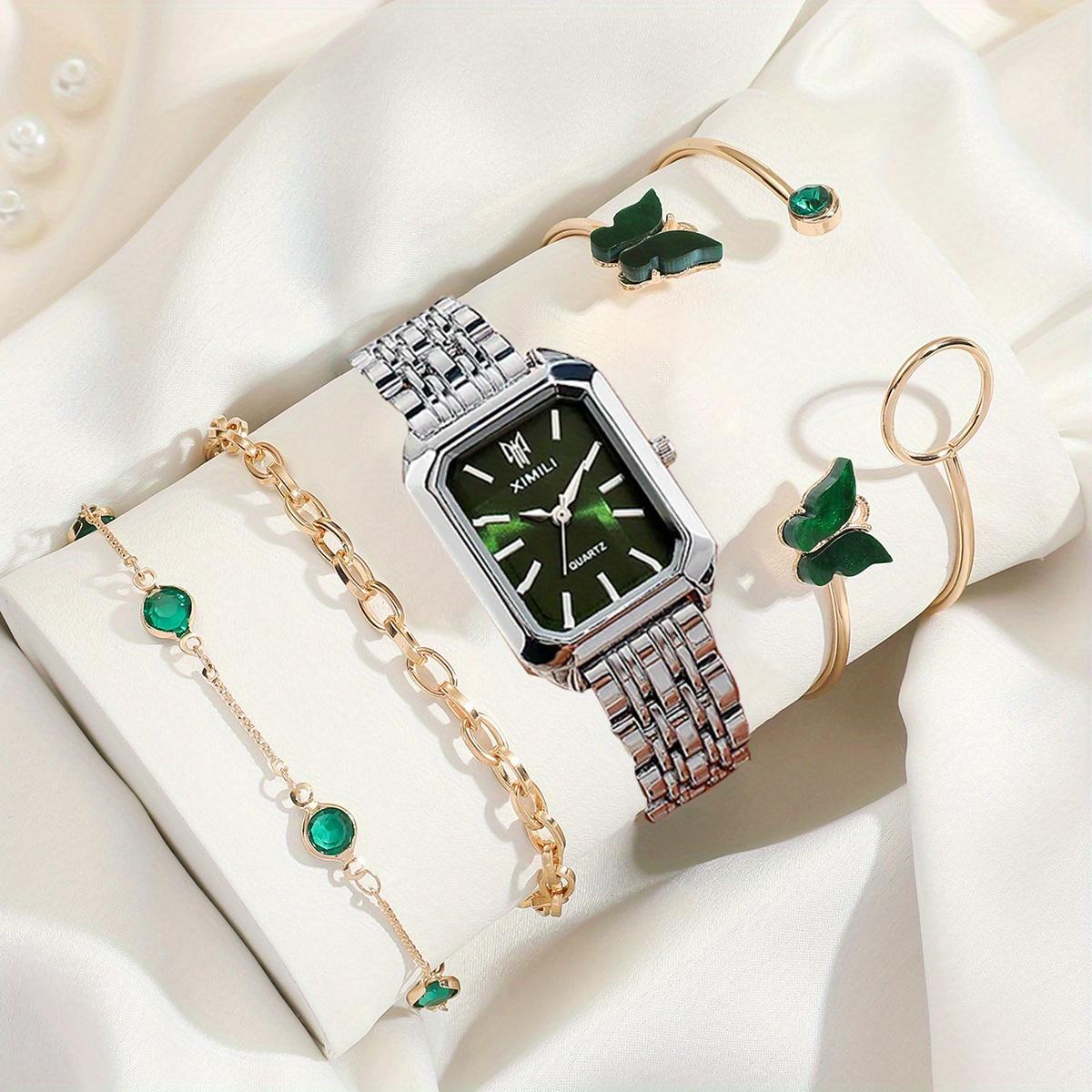 

Роскошный женский набор часов-браслетов Модные кварцевые часы Повседневный женский набор часов Деловые складные сплавные женские часы серебряный