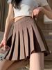 Korean-Style JK Pleated Skirt: Short, Versatile Student Skirt with Safety Pants, Zipper, and Buttons.