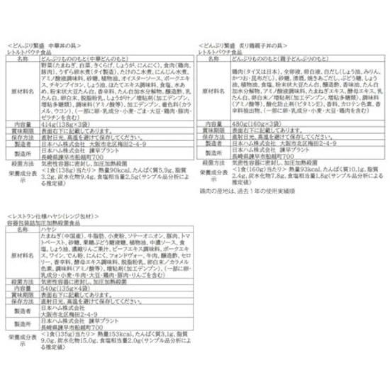 Nippon Ham Room Temperature Retort Food Set Assortment Care Package Rolling Stock (Curry Donburi Set)
