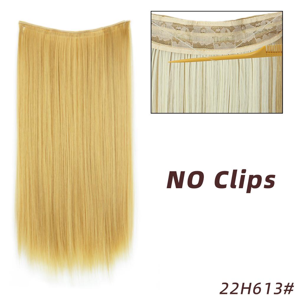 MISSQUEEN Lung drept Blond deschis Culori mixte Extensii de păr invizibile Fibră sintetică Purtare zilnică Fără agrafe Postiță