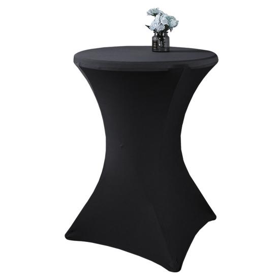 Yousheng Cocktail Table Cover Solid Color Design High Elastic Oil-Proof Universal Fit Simple Installation Round High Top Table Cloth