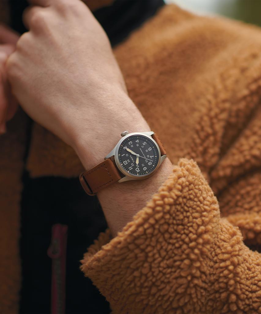 Taimaegseu Expedition Field Watch Solar-Powered Leather Watch 36Mm