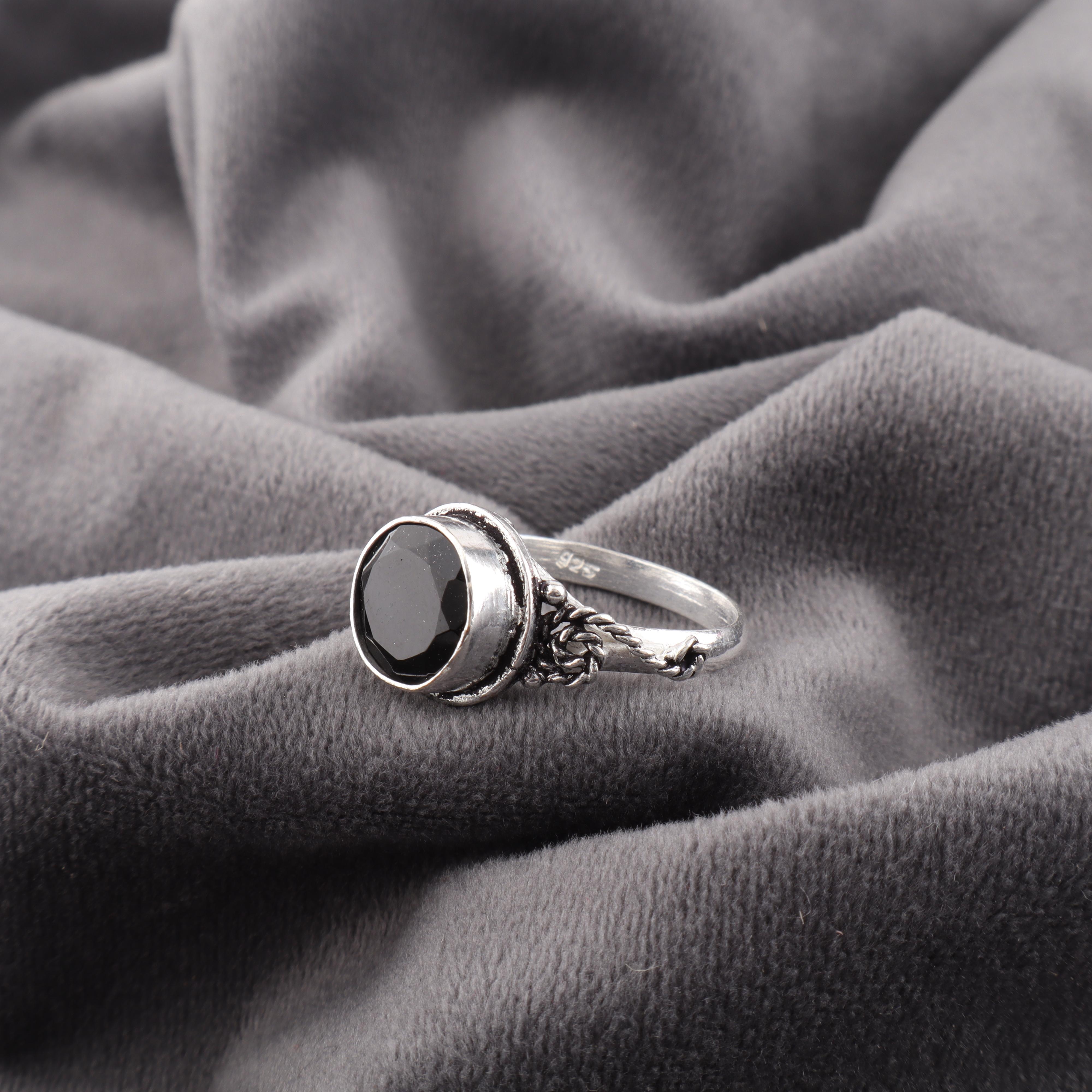 

Изящное кольцо из стерлингового серебра 925 пробы с черным ониксом, кольцо ручной работы с балансирующим драгоценным камнем на День памяти 12 чёрный