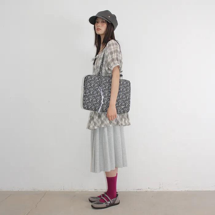 PATTERN LAPTOP BAG FLORAL BLACK