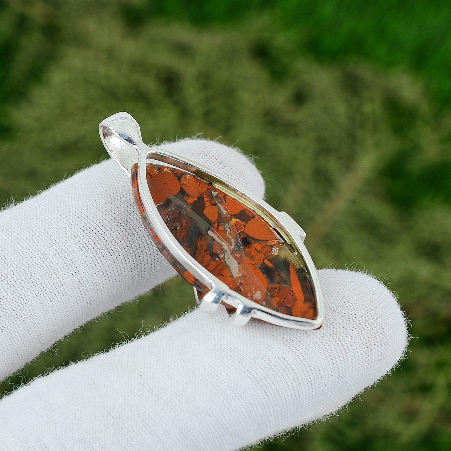 Friendship Day Deal Red Snakeskin Jasper Stone 925 Silver New Pendant Jewelry