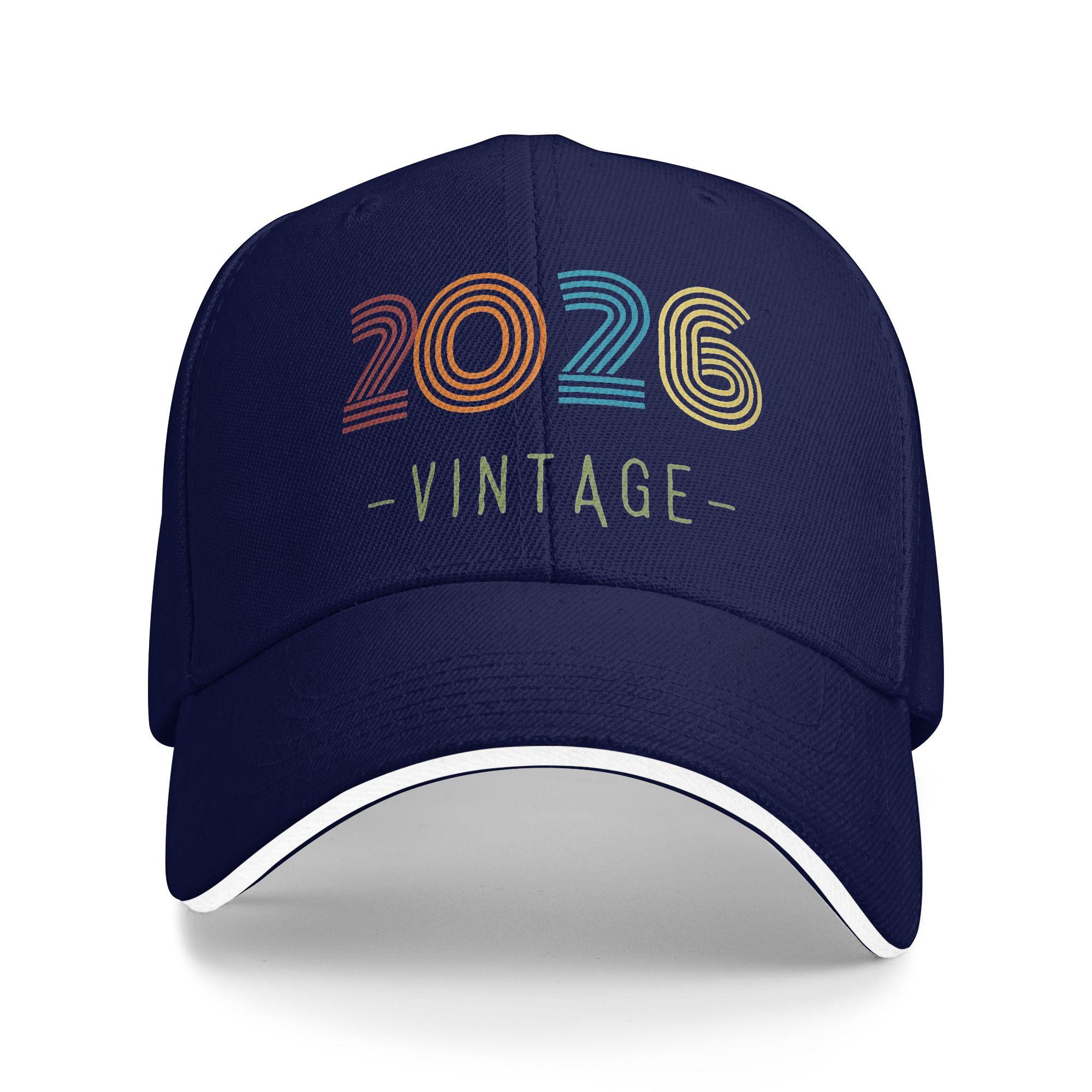 

WoUnisex Unisex Vintage 2026 Neon Retro Outdoor Hat Spring Born In 2026 Adjustable Baseball Caps Baseball Cap Hip Hop Golf Sunshade One Size
