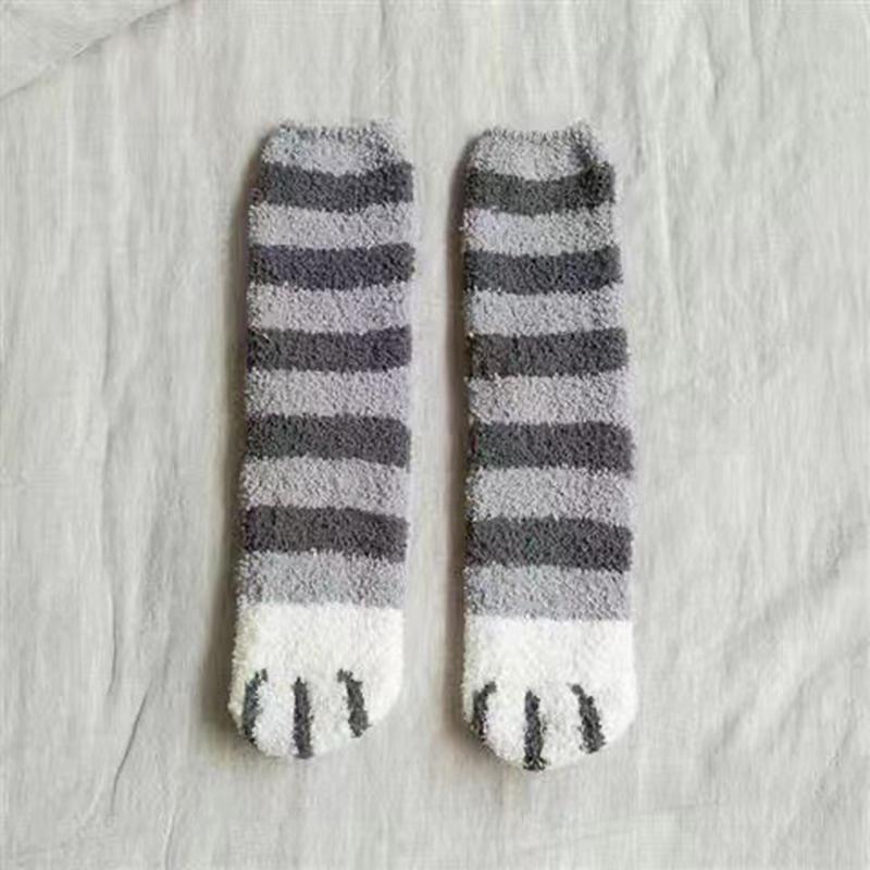 Women Winter Warm Fluffy Socks Home Floor Sleep Cute Cat Paw Socks Thickened Coral Fleece Fuzzy Socks Hosiery Fluffy Funny Socks