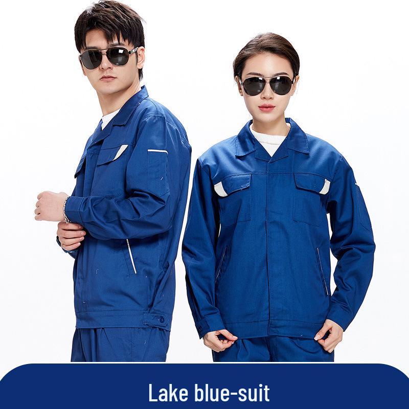 Men's Pure Cotton Embroidered Workwear Set - Long Sleeve, Wear-Resistant, Ideal for Welding & Auto Repair.