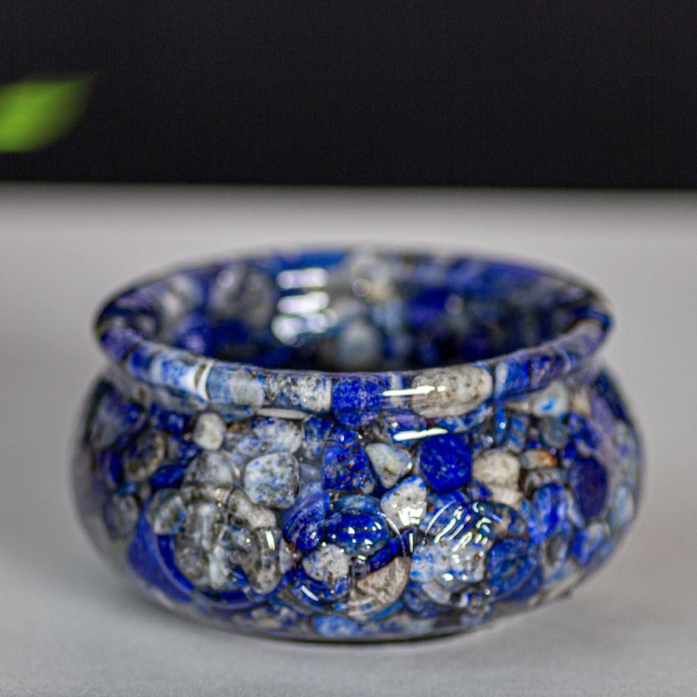 Resin Filled Natural Crystal Wealth Bowl With Handcrafted Decor For Home Gift Giving