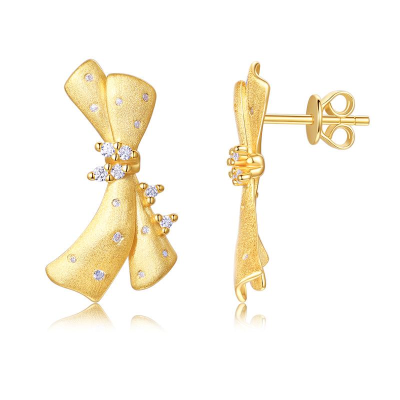 Creative New Copper Mini-dress Italian Brushed-finish Plant Earrings 18K Gold-plated Luxury Fine Jewelry Moissanite Stud