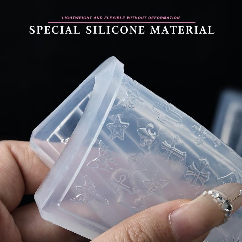 13Pcs 3D Relief Nail Art Molds With Jades Patterns Highly Transparency Silicone For Professional Nail Design And DIY