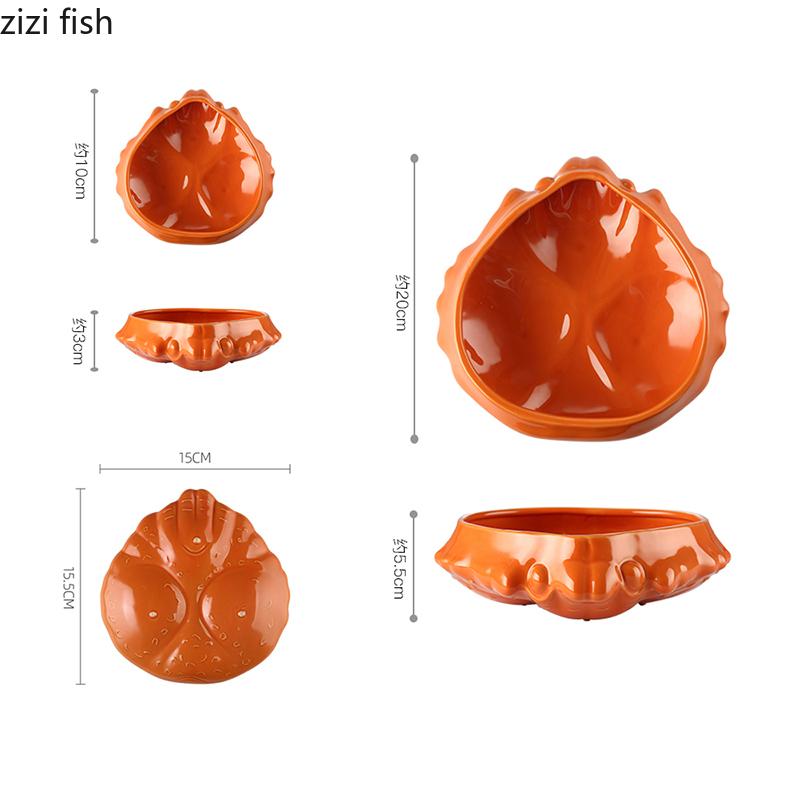 Crab Shell Shaped Ceramic Tableware Seasoning Plate Dessert Snack Dish Salad Plate Crab Plate Artistic Conception Tableware
