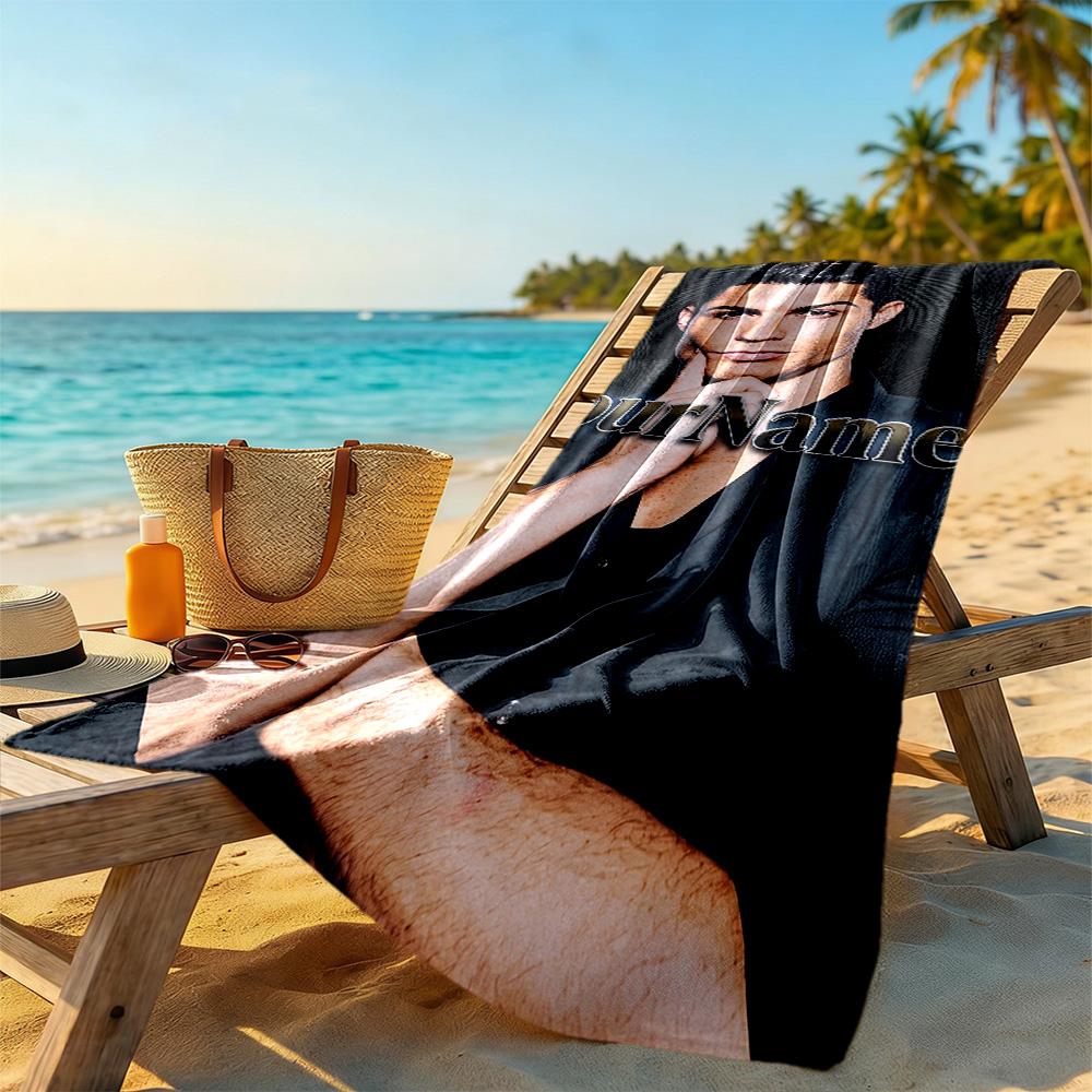 Cristiano Ronaldo Customize Text Beach Towel High Absorbency & Quick-Dry Suitable for Sports Travel Swimming Yoga Bathroom Beach And Pool