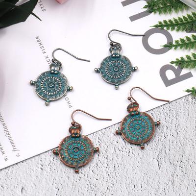 GemChic Damen Neue Vintage Kreative Runde Metall Ohrringe Ethnische Mode Hakenohrringe Geburtstags- Weihnachts Schmuck Geschenk