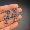 Delicate Female Water Stud Earring Sterling SIlver Bowknot Heart-shaped Pink/blue Zircon Earrings for Women Xmas Gift Bijoux