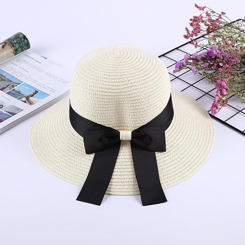 new summer sun cap women straw hat with bow visor fashion hat