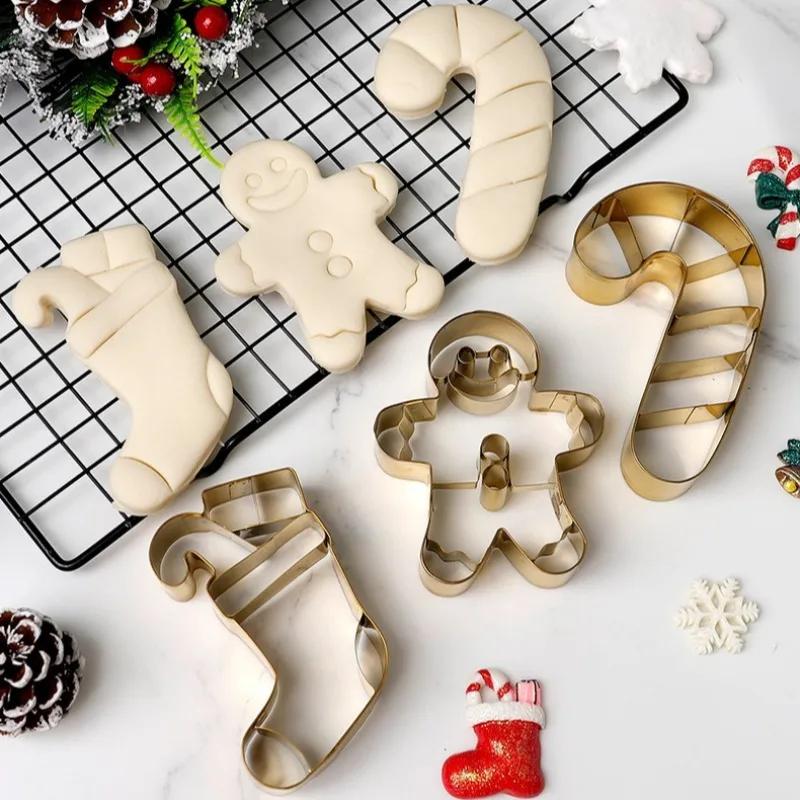 Christmas Stainless Steel Biscuit Cutter Mold Gingerbread Man Christmas Socks Cutting Mold Party Baking Supplies Pastry Making