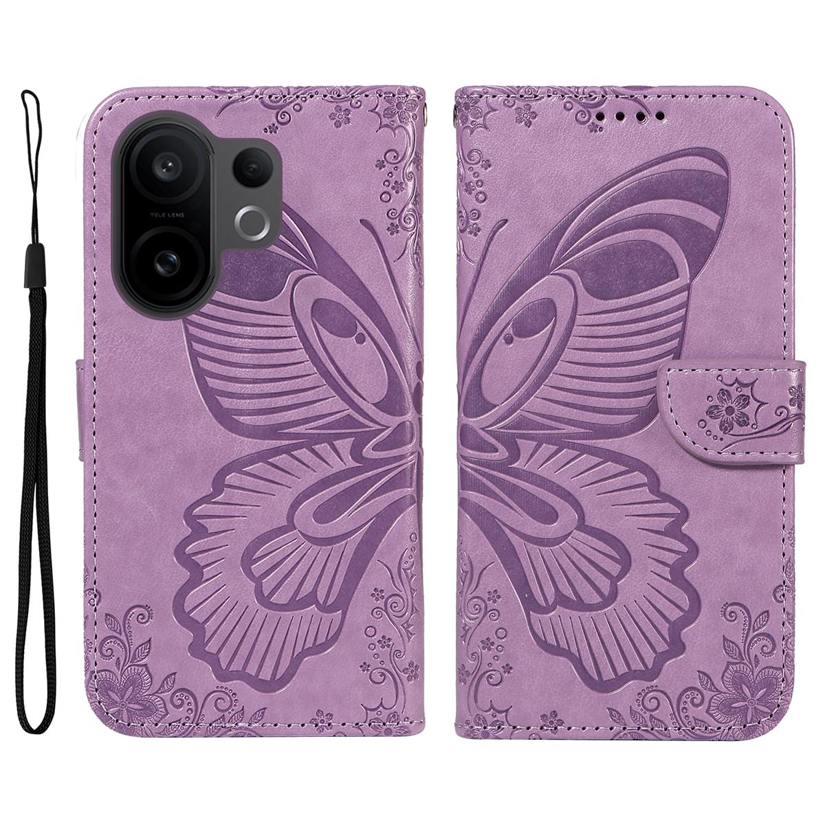 

For vivo X200 FE 5G/vivo S30 Pro mini 5G Case Butterfly Pattern PU Leather Folio Flip Phone Cover - Blue C