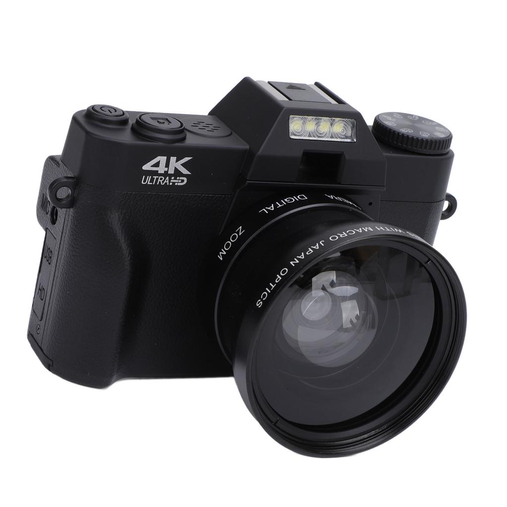 4K Digital Camera 60FPS 75MP 3in Touch Screen 16X Zoom 270 Deg Rotation for Travel Camping