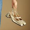 Women's high-heeled sandals spring and summer new simple and comfortable thick heel large size light mouth bag head sandals