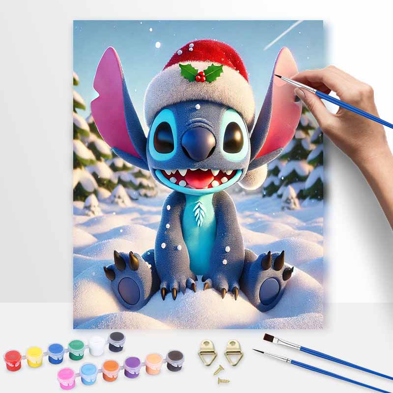 Disney Christmas Stitch DIY Painting Kit Classic Style Home Decor Craft Gift Idea Canvas Wall Art Winter Holiday Painting Set Painting