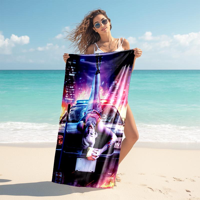 Cityscape Night Scene Beach Towel,quick Drying Absorbent Beach Toweloutdoor Sports Swimming Beach Towelsoft And Comfortable