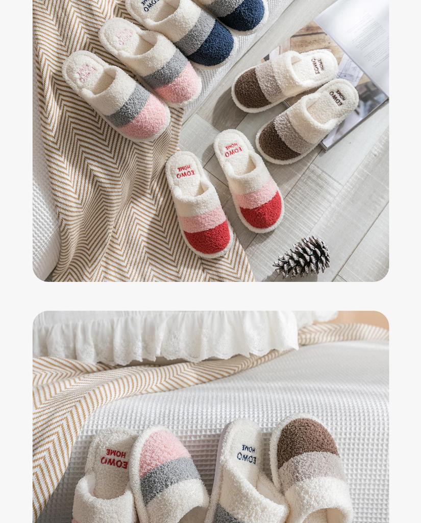 Popularne Przytulne Futrzane Bawełniane Kapcie dla Par - Antypoślizgowe, na Grubej Podeszwie do Noszenia w Pomieszczeniach na Jesień i Zimę