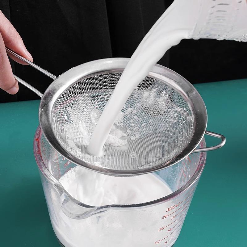 Stainless Wide Rim Sloped Mesh Strainer for Kitchen Draining and Straining