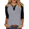 Women's T Shirt Print Button 3/4 Sleeve Daily Weekend Fashion Basic V- Neck Regular Top