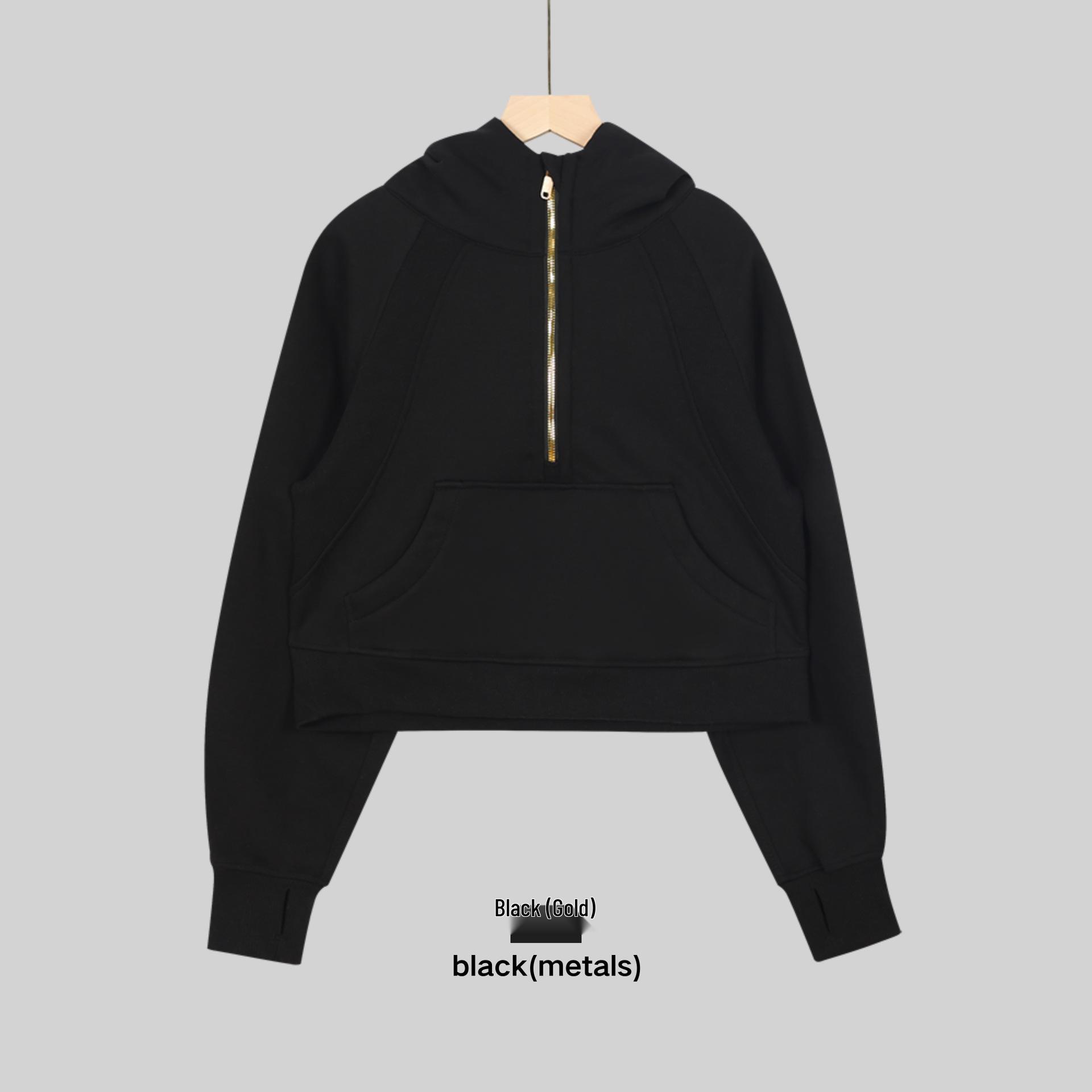 LULU Women s Half-Zip Hooded Yoga Sweatshirt - Loose Fit, Velvet Lined, Scuba Jacket for Autumn/Winter S