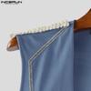 INCERUN Men V Neck Sleeveless Frills Buttons Irregular Casual Tank Tops Waistcoat
