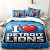 Zestaw 3-częściowy Detroit Lions Idealny do sypialni Wygodny zestaw pościeli zawiera poszewkę na kołdrę i dwie poszewki na poduszki Idealny prezent urodzinowy lub świąteczny