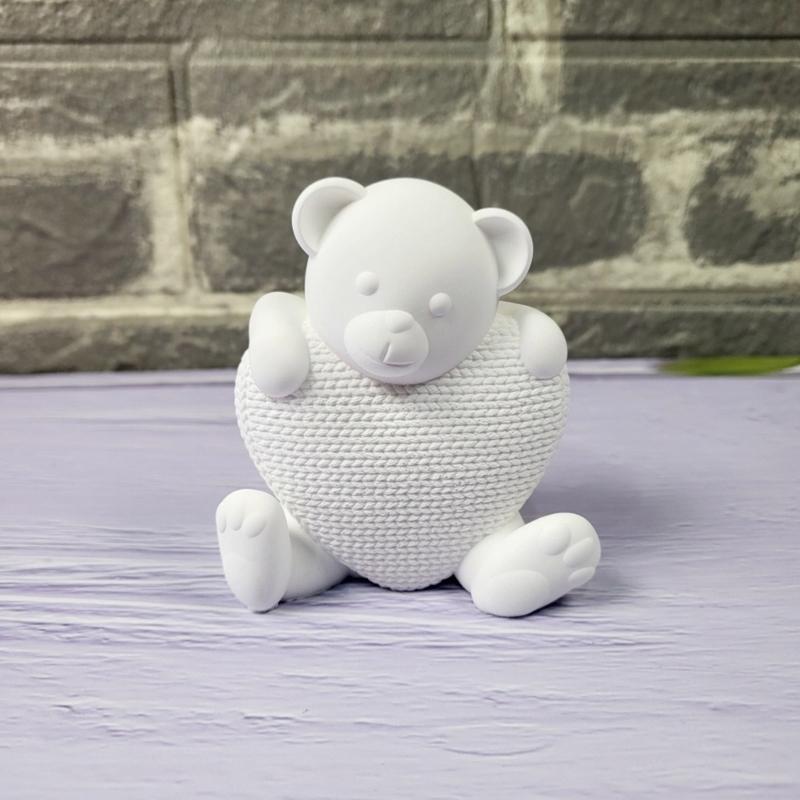 Häkelherz Bär Silikonformen für Kerzen Seife Schokolade Süßigkeiten Kuchen Fondant Dekoration Zement Gips Silikonformen