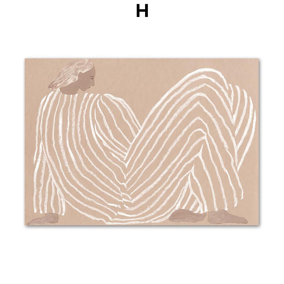 

Abstract Minimalist Gallery Painting Wall Art Canvas, Curve Line Girl, Nordic Posters and Prints, Pictures for Living Room Decor 21X30cm No Frame