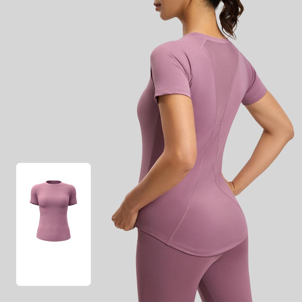 Summer New Style Mesh Yoga Short Sleeved Women Shaping Quick Drying Breathable Sports Fitness Tops Female