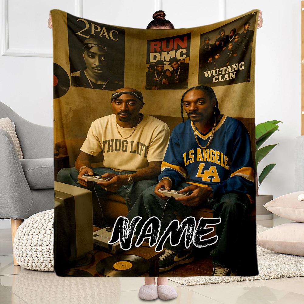Retro Legends Customize Your Name Blanket Lightweight Customizable Blanket Comfortable for Office Seaside Livingroom Couch Four Seasons Universal