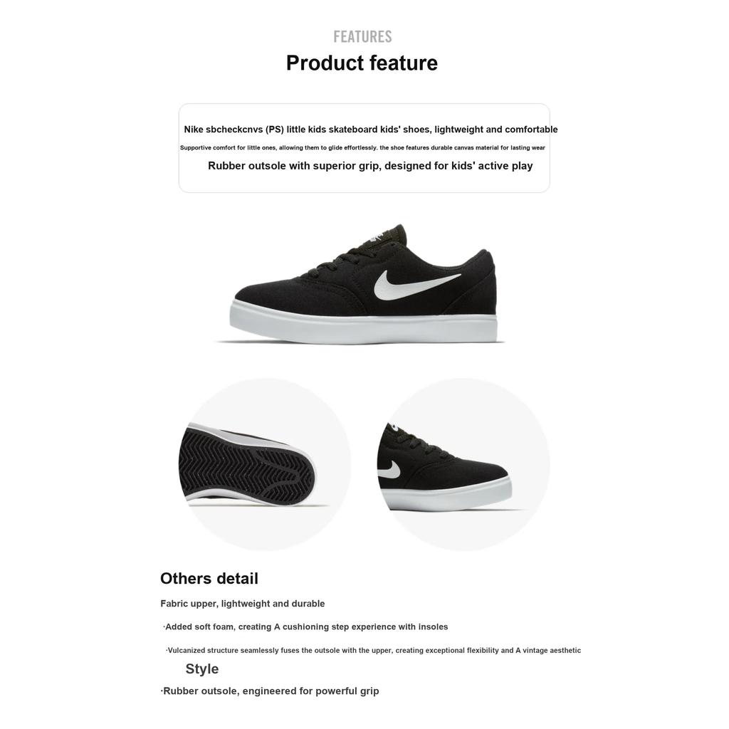 Nike Check Canvas SB PS Black Kids Sneakers White 905371-003