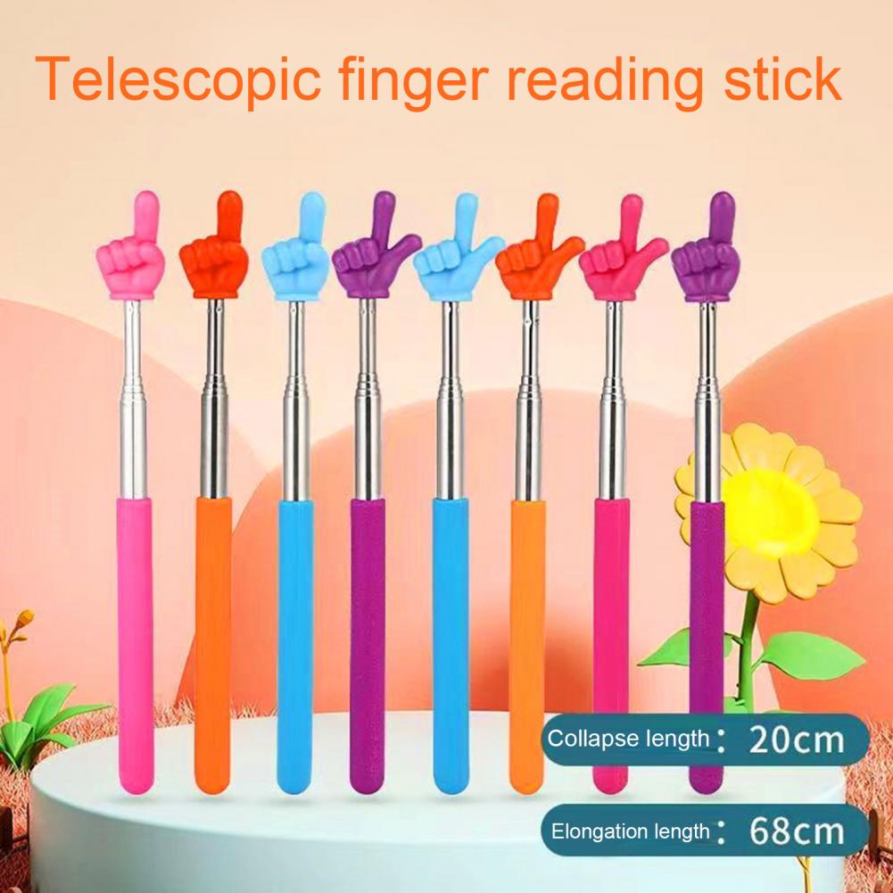 20 To 68cm Stainless Steel Finger Reading Stick Retractable Teaching Stick Whiteboard Pointer Handheld Presenter Telescopic Rod